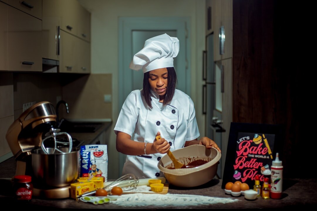 professional baker in kitchen